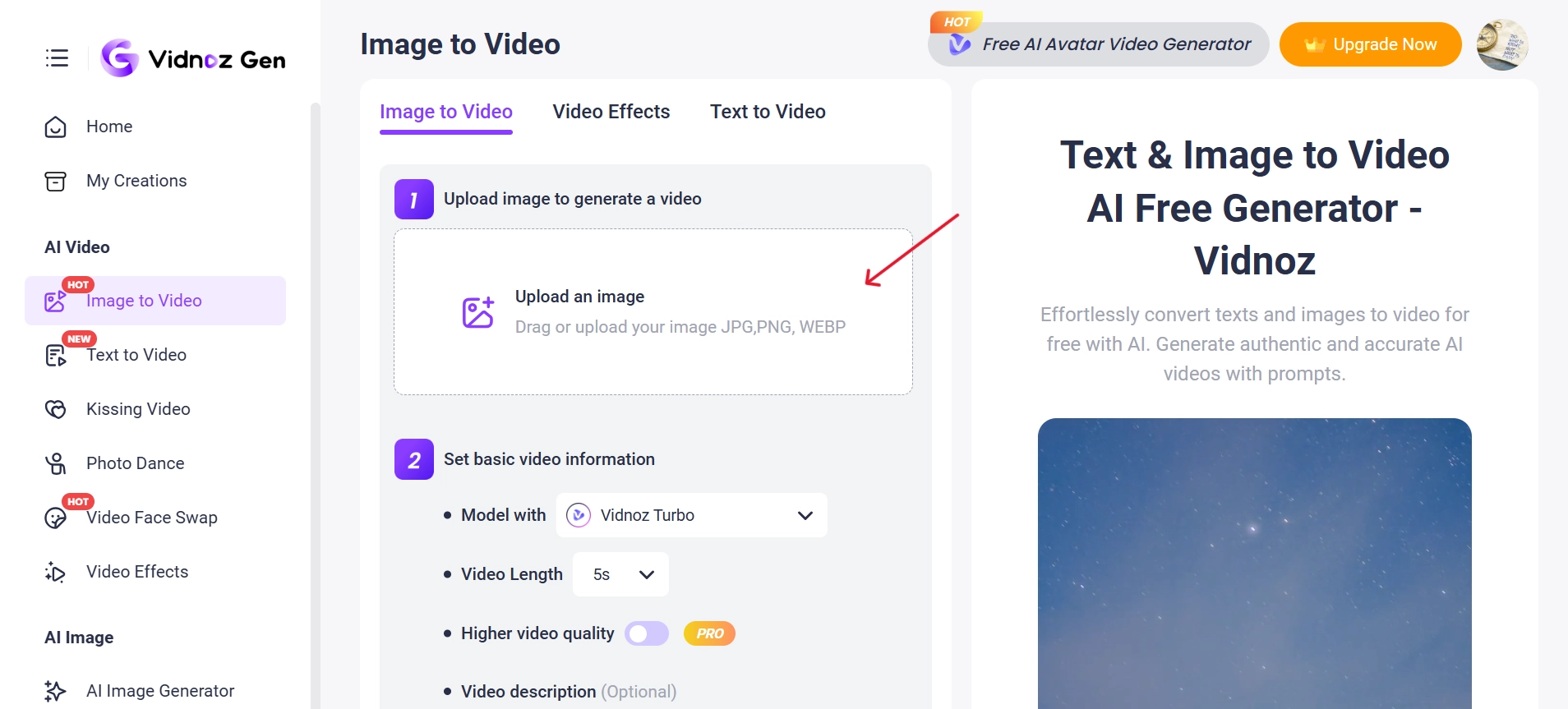 Upload an Faceless Image