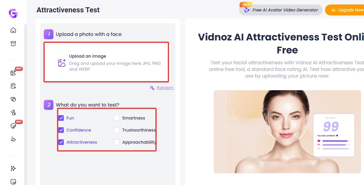 Upload Image for Attractiveness Checking