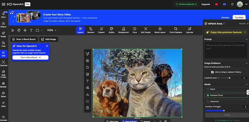 Upload Image on OpenArt for AI Image Inpainting