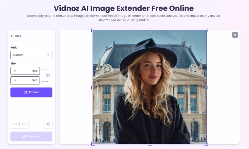 Upload Image on Vidnoz AI Image Extender for Image Inpainting