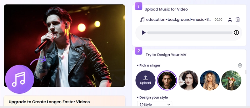 Upload Music on AI Music Video Editor