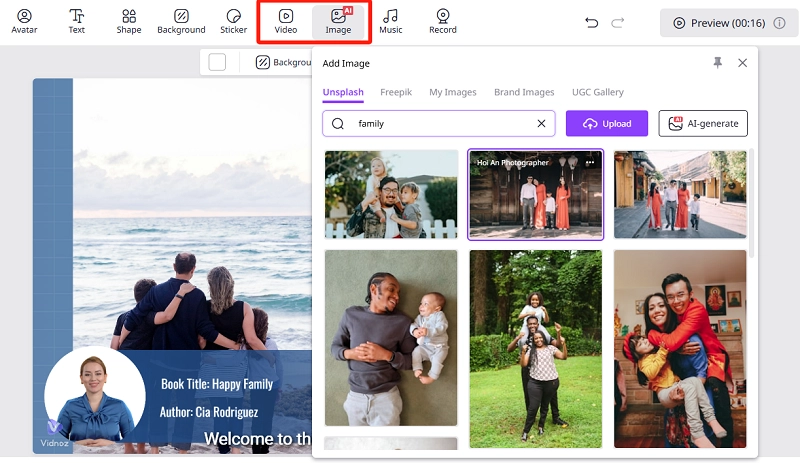 Upload or Generate Assets for Book Trailer