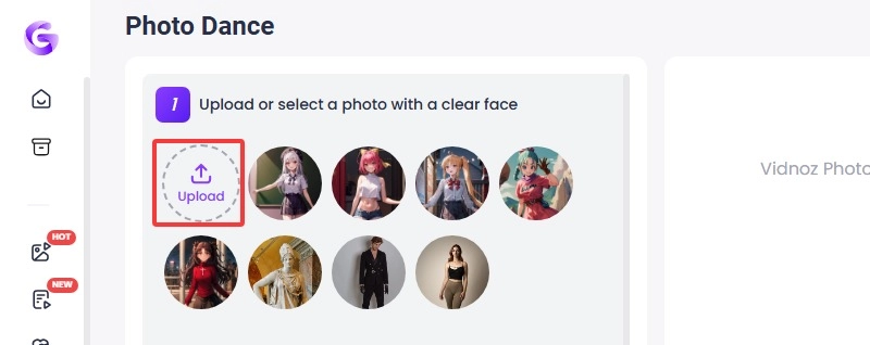 Upload Photo to Dance Filter by Vidnoz