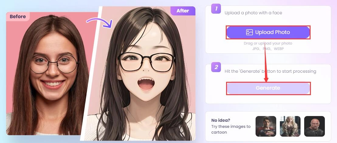 Upload Photo to Make Cartoon Avatar AI