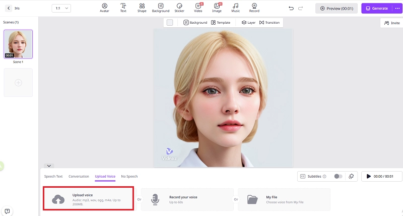 Upload the Song to Vidnoz AI