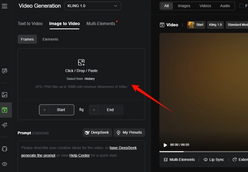 Upload to Kling AI for Motion Brush