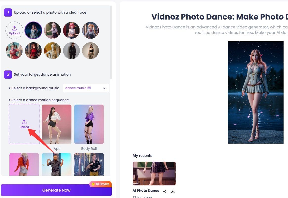 Upload Your Hip Sway Dance Video to Create - Step 3