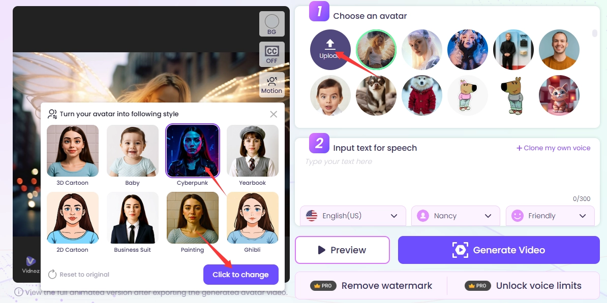 Upload Your Photo to Stylize as Cyberpunk Avatar