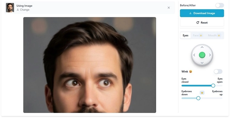 Uploading Image on Reshot AI Eye Editing Tool