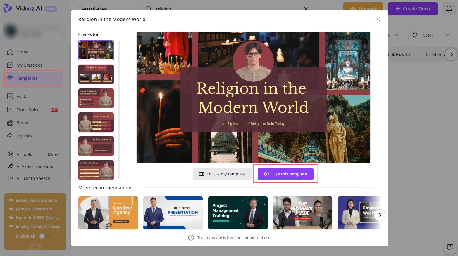 Use a Template to Create AI Priest Video