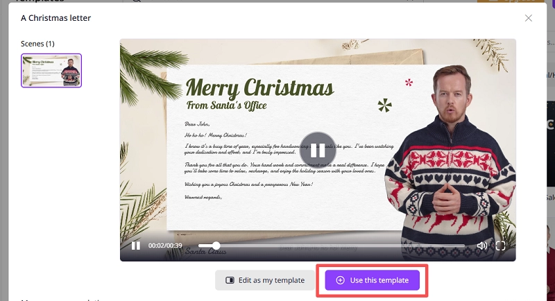 Use the Christmas Video Template with Face