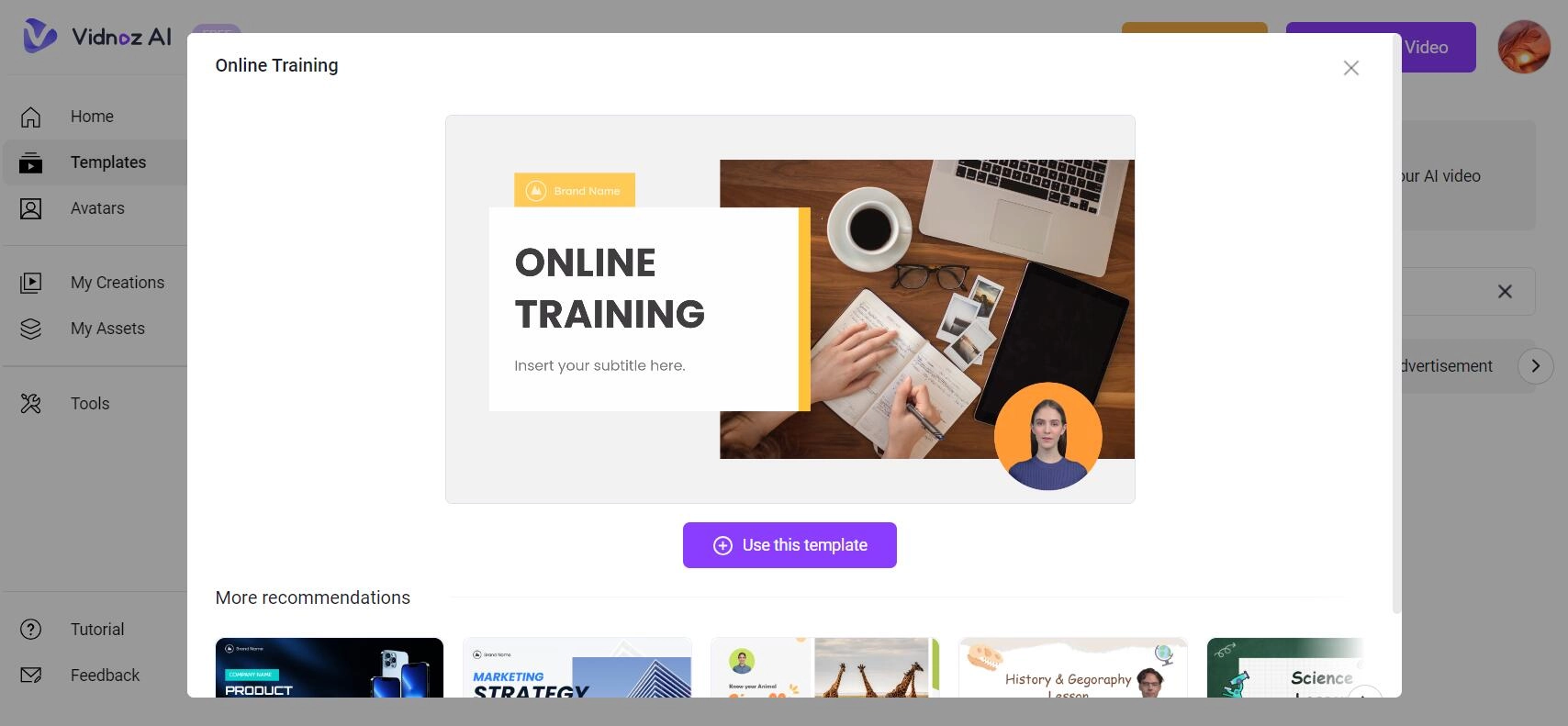 Use AI Online Training Template