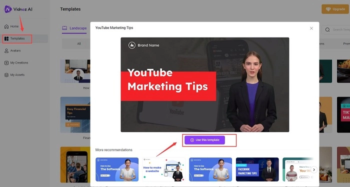 Use Video Template for YouTube