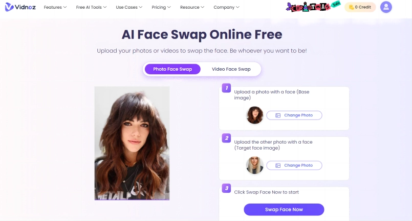 Vdinoz AI Face Swap Upload Target Face