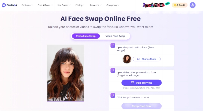 Vdinoz AI Face Swap Upload Target Photo