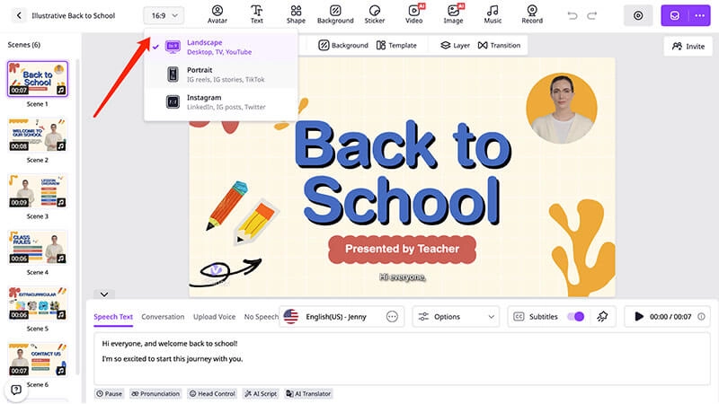 Video Dimension in Vidnoz Subtitle Generator No Watermark