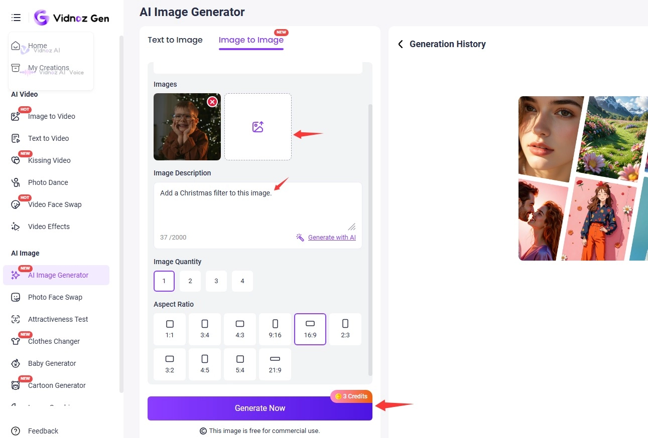 Vidnoz Add Christmas Filter to Photo