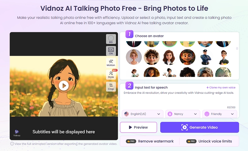 Vidnoz AI Anime Talking Photo