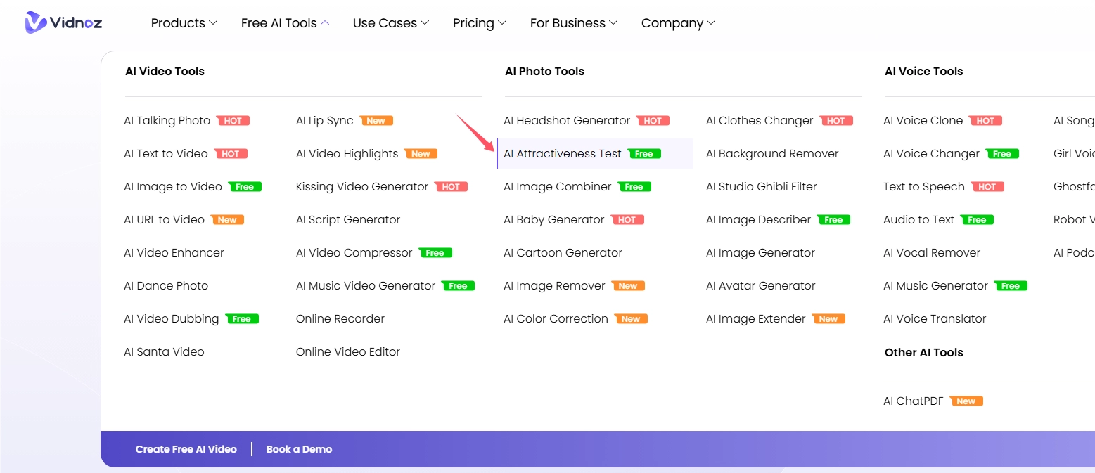 Vidnoz AI Attractiveness Test Tool Online