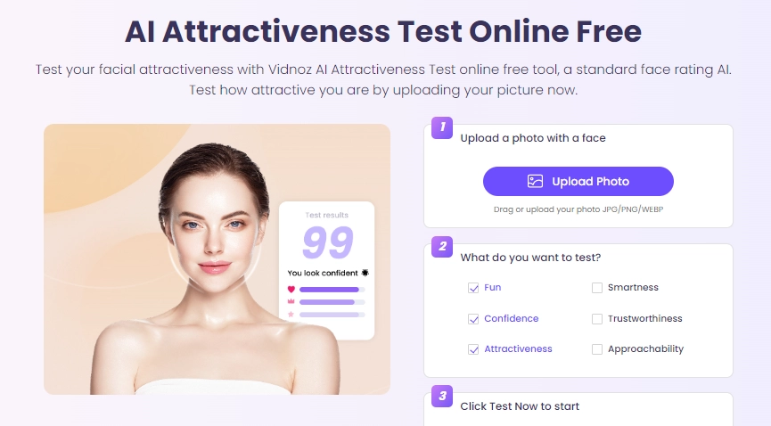 vidnoz ai attractiveness test