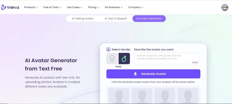 Vidnoz AI Avatar Curly Hair Generator Free