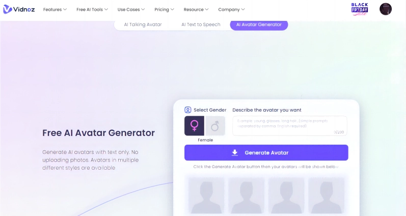 Vidnoz AI Avatar Generator Best for High Quality Realistic Avatars