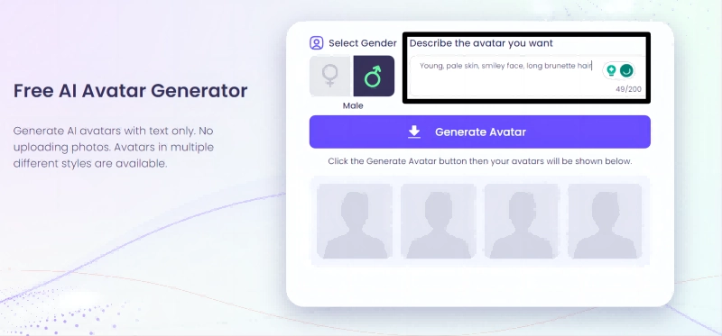 Vidnoz AI Avatar Generator Enter Words