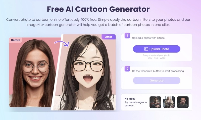 vidnoz AI Cartoon Face Filter