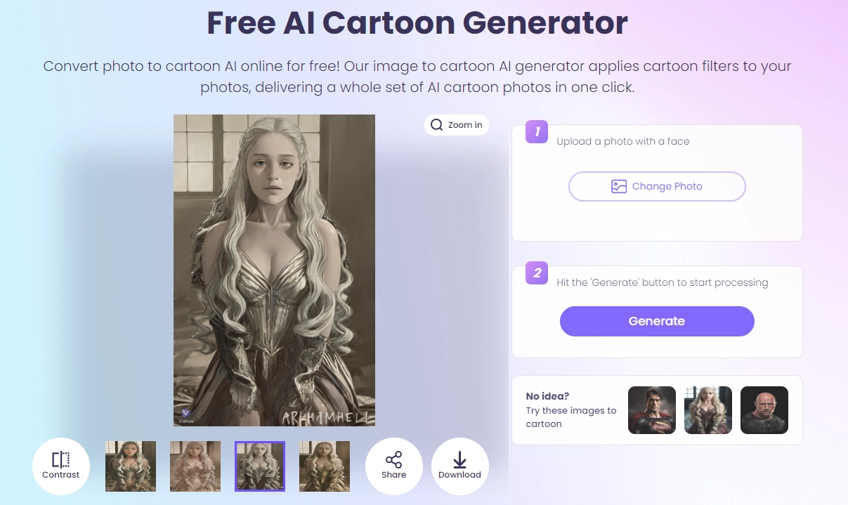 Vidnoz AI Cartoon Generator