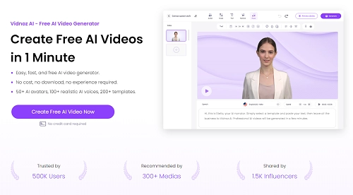 Vidnoz AI Create AI-Powered Script to Video in 5 Mins