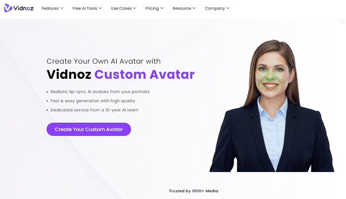 Vidnoz AI Custom Avatar to Create AI Version of Yourself