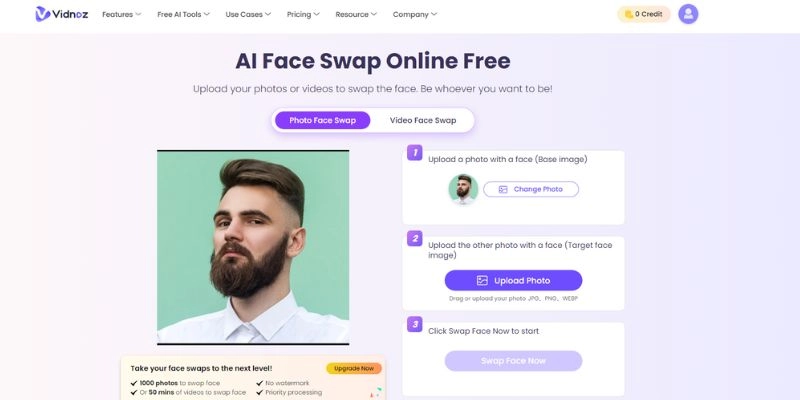 Vidnoz AI Face Swap Get Any Beard Look via Face Swap