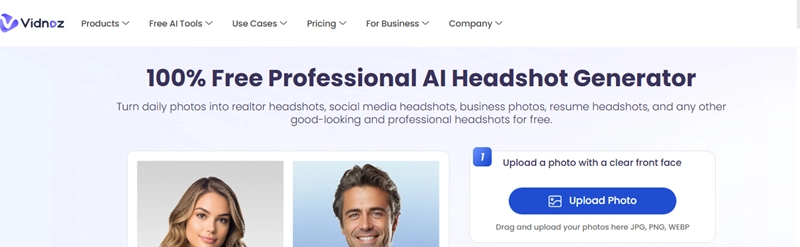 Vidnoz AI Headshot Generator Uploading The Picture