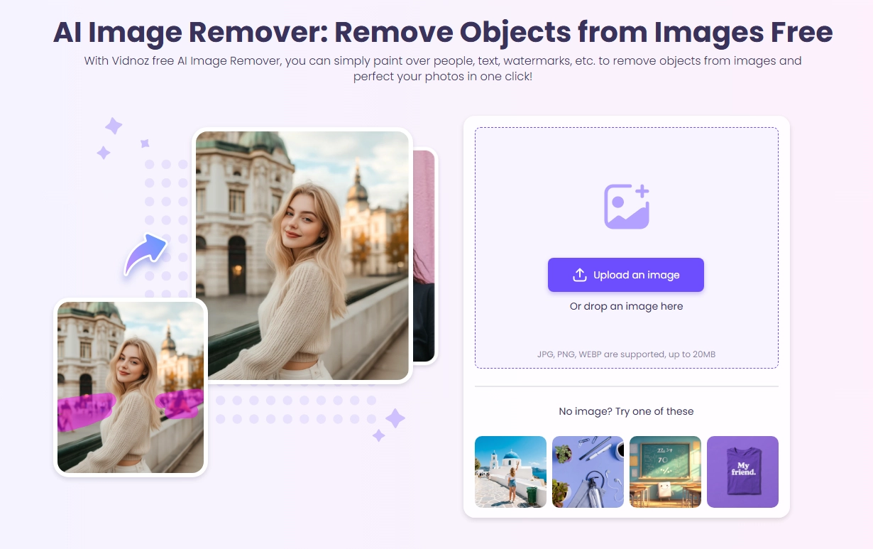 Vidnoz AI Image Remover: Free AI Sticker Remover From Photo