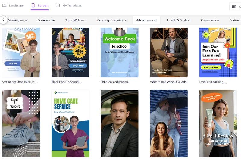 Vidnoz AI Influencer Video Templates