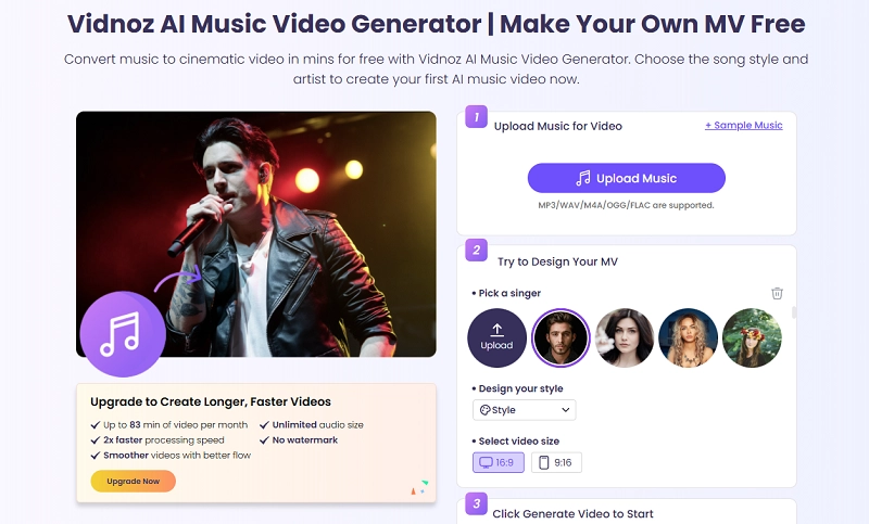 Vidnoz AI Music Video Editor