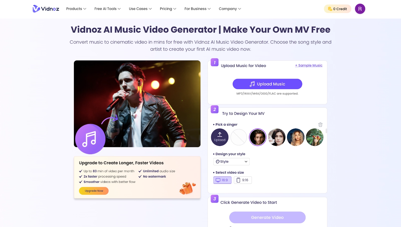 Vidnoz AI Music Video Generator