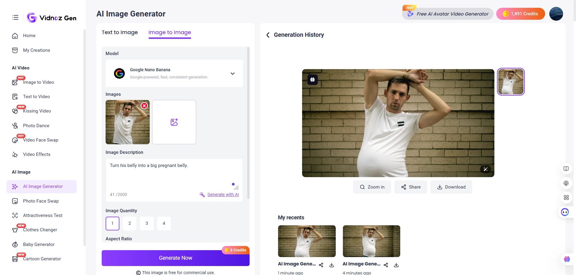Vidnoz AI Pregnant Filter Online Free