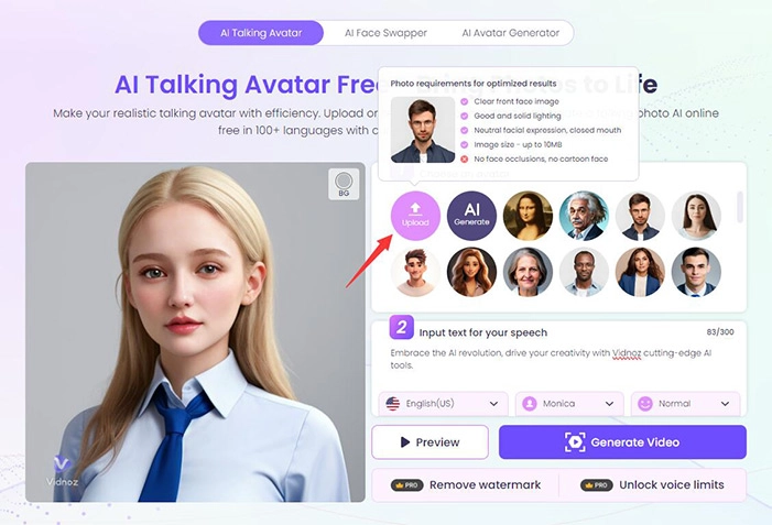 Vidnoz AI Talking Head to AI Yourself