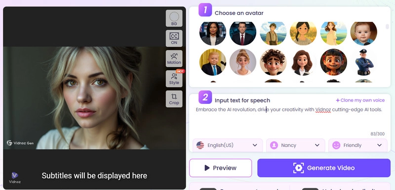Vidnoz AI Talking Photo for AI Fourth Wing character