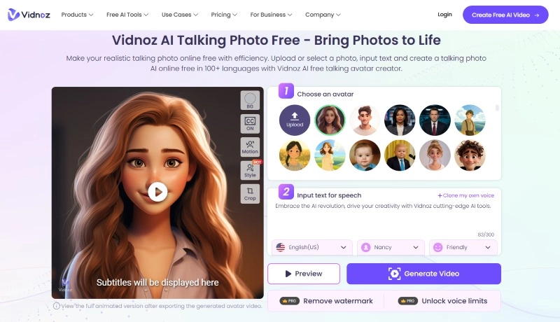 Vidnoz AI Talking Photo for Talking Cat Video