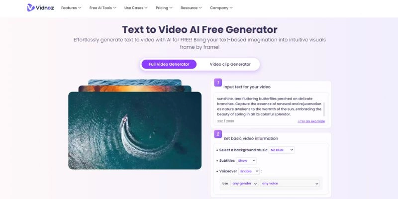 Vidnoz AI Text to Video Enter Text