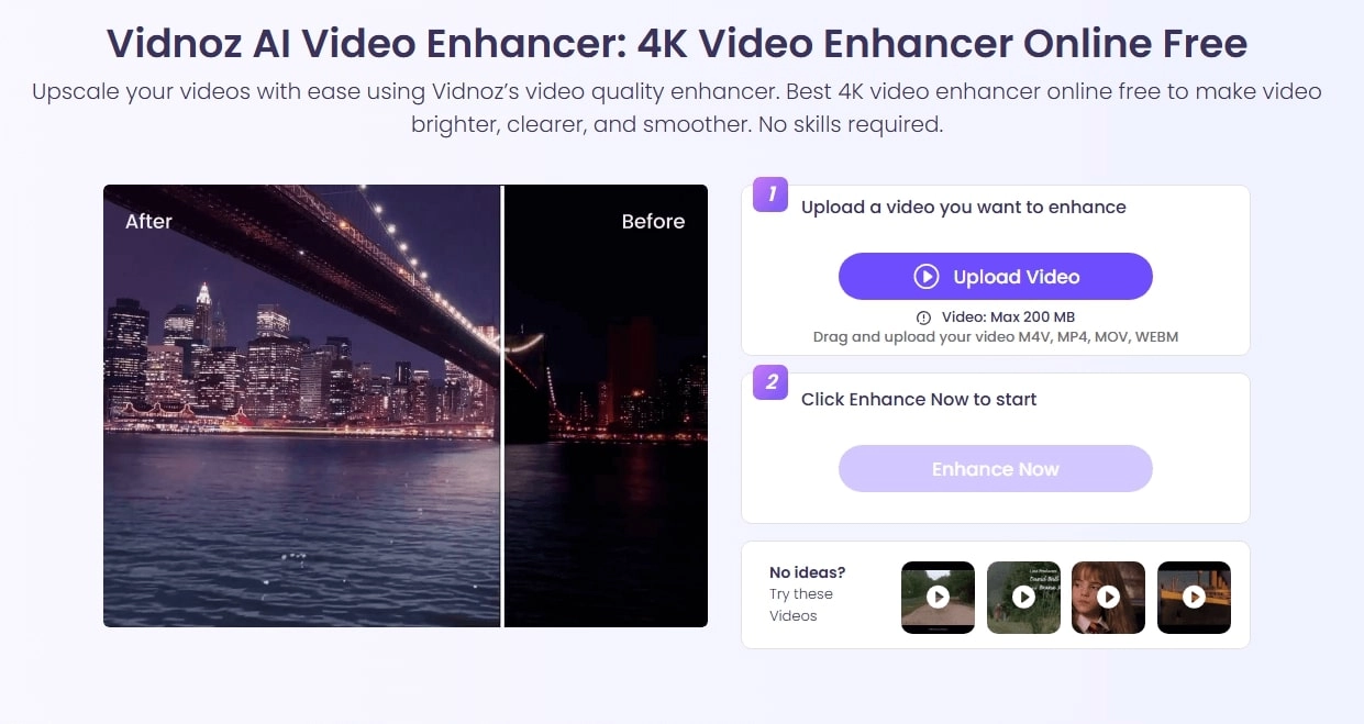 Vidnoz AI Video Enhancer Remove Artifacts
