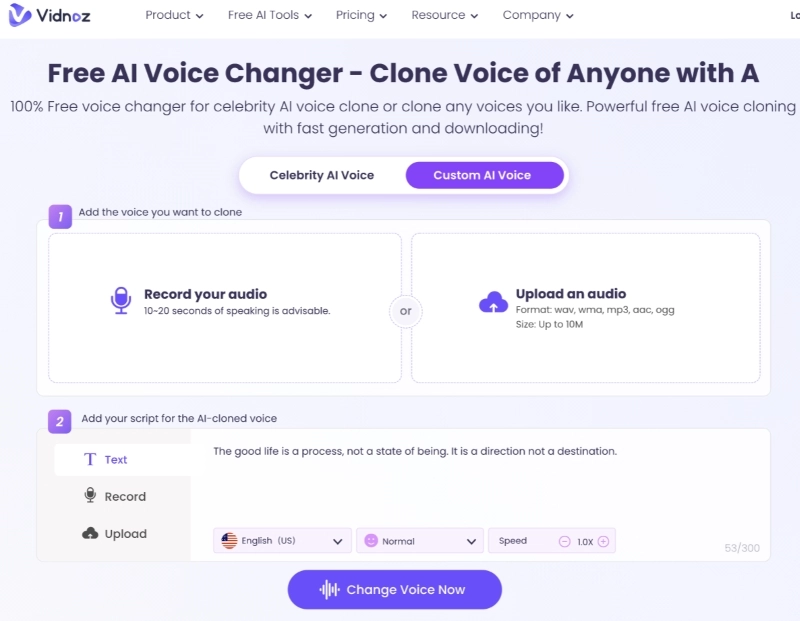 Vidnoz AI Voice Changer