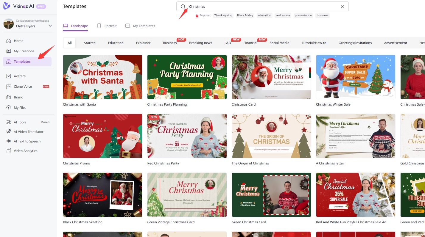 Vidnoz Christmas Filter Video Templates