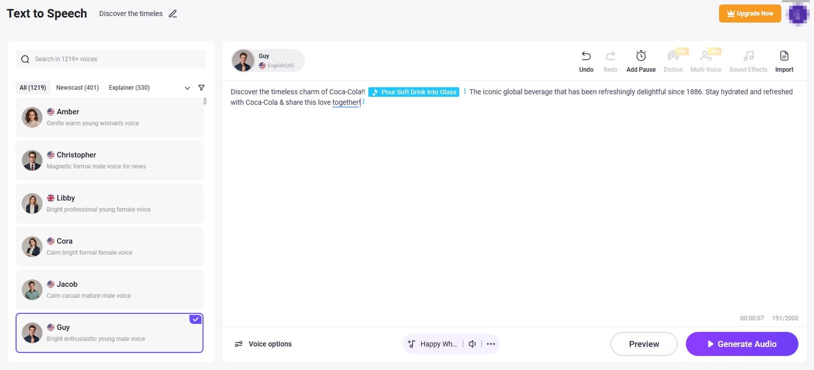 Vidnoz Create Ad Voice