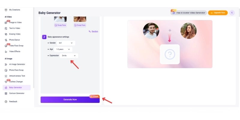 Vidnoz Customize The Settings And Generate The Image