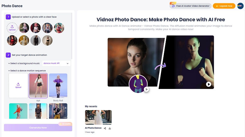 Vidnoz Dance Photo for AI Jiggle