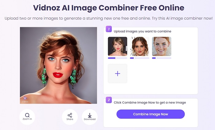 Vidnoz AI Face Combiner to Merge 2 or More Faces