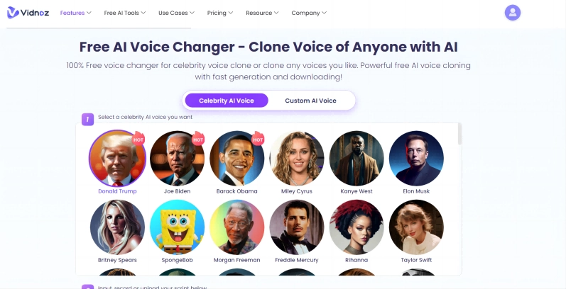Vidnoz Free AI Voice Changer